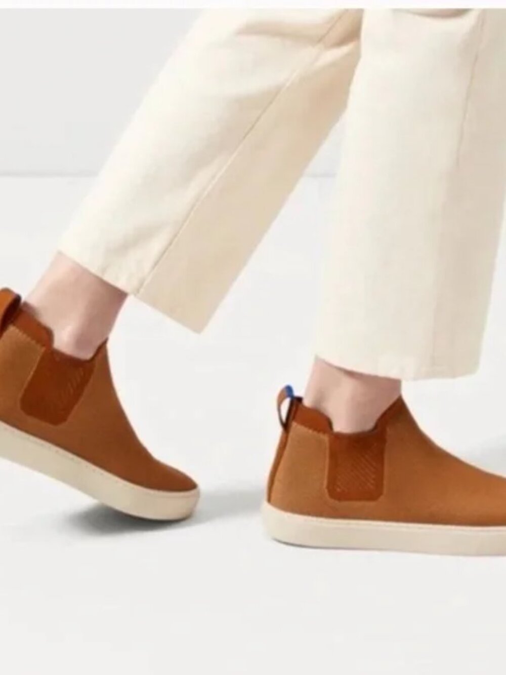 Rothys The Chelsea Knit Slip On Sneakers Ankle Boot Ginger Brown Womens Size 8.5